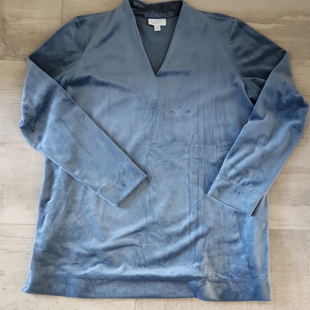 PureJill V-Neck Long Sleeve Velour Top